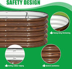 SnugNiture 3 Pcs 4x2x1.5ft Raised Garden Bed Outdoor, 17" Tall Galvanized Metal Planter Box, Oval Raised Garden Bed Kit for Planting Vegetables Plants Fruits, Brown