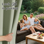RYB HOME Outdoor Curtains for Patio Waterproof Block Sunlight Thermal Insulated Privacy Assured Thick Outside Curtains for Deck, Balcony, Pool, W52 x L63, Sage Green, 1 Panel