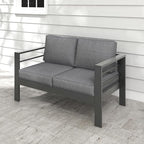 Kiss the Water Outdoor Patio Furniture Loveseat Sofa, All-Weather Metal Aluminum Patio Couch with 5" Thick and Soft Cushion and Wide Arm, Outdoor Couch for Balcony, Porch, Backyard