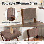 Foldable Foot Stool Ottoman, Modern Foot Rest with Bamboo X Legs & Thick Foam Cushion, Folding Foot Stools Small Padded for Bedroom Living Room, Footstool for Chair Couch (Brown - Brown)