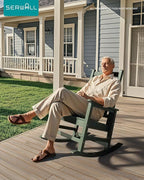 SERWALL Oversized Outdoor Rocking Chair Set of 4, HDPE Rocker for Adults, Patio Rocking Chairs for Porch, Avocado Green
