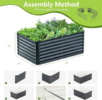 4x2x2FT Galvanized Raised Garden Bed,Galvanized Planter Boxes Outdoor, Large Metal Raised Garden Beds for Vegetables-Grey
