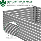 12x2x2FT Galvanized Raised Garden Bed Kit,Vegetable Plant Boxes-Rectangle Metal Flower Box,Large Planter Raised Beds Outdoor Garden for Planting,Fruit,Herb-Silver
