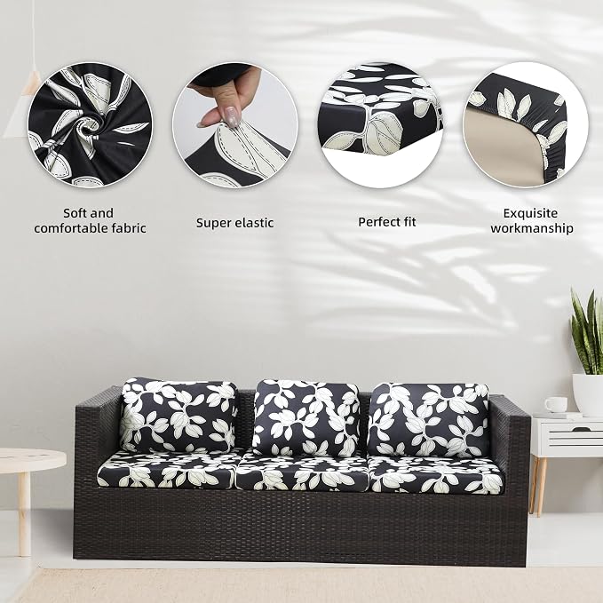 Cushion Covers 8 Pack, Stretch Fit for 20-27 Inch Patio Cushions