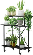 Zhongma 3 Tier Sturdy Plant Stand with Wheels, Heavy Duty Plant Holder for Home Indoor and Outdoor, L35.43 xW17.32 x H41.73 inch