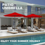 AreShark 9 FT Patio Umbrella for Outdoor, Outdoor Umbrella with Push Button Tilt and Crank, Outdoor Patio Umbrellas with 8 Sturdy Ribs for Market, Garden, Deck, Backyard, Pool (Cherry Red)