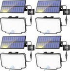 Peasur 4 Pack Solar Motion Lights Outdoor, 318 LED Solar Security Light with 3 Modes, IP65 Waterproof Powered Flood Lights for Outside Garden Patio Garage Yard Backyard