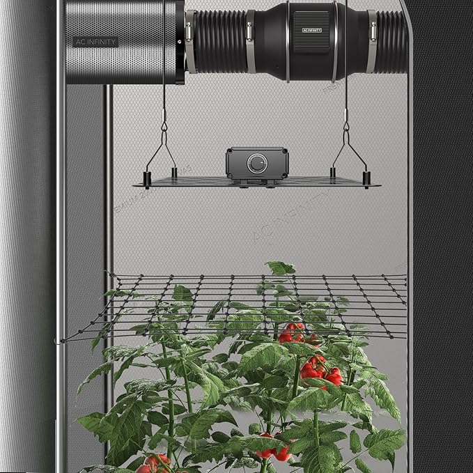 AC Infinity Grow Tent Trellis Netting 3x3', Heavy-Duty Elastic Plant Net with Steel Hooks, Flexible Hydroponics Support for Grow Tents, Gardening, and Horticulture
