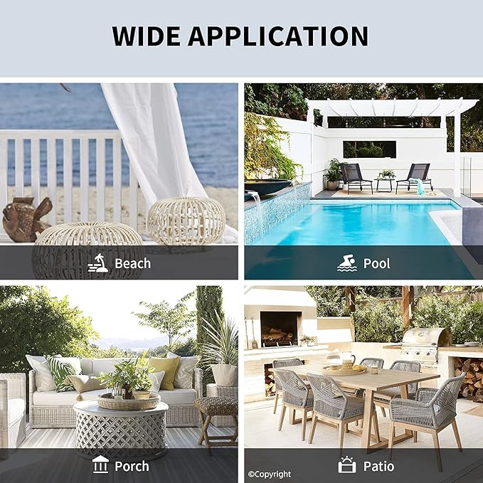 Water Proof Outside Curtains with Grommet Top for Porch, W52 x L120 Thermal Insulated Washable Light Block Outdoor Divider Drapes for Patio Gazebo Deck Pool Area Pergola Cabana (2 Panels)