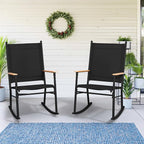 Shintenchi Outdoor Rocking Chairs Set of 2,Upgraded High Back Patio Rocking Chair Set,Breathable Textilene Fabric Outdoor Rocking Chair for Porch,Patio,Garden,Balcony,Black