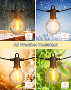 String Lights, 100ft Warm White LED, Waterproof for Patio
