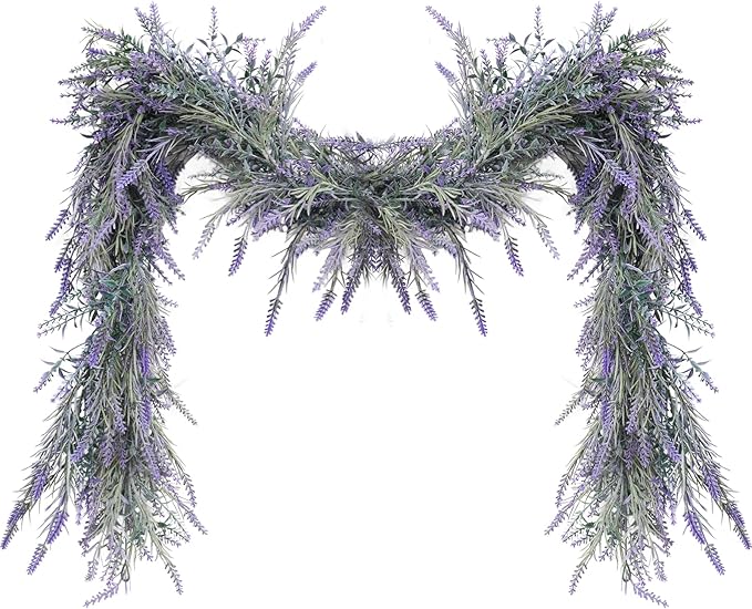 Artificial Lavender Garland 6 Ft Light Purple Faux Greenery Vine