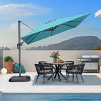 PURPLE LEAF 9 Feet Patio Umbrella Outdoor Cantilever Square Umbrella Aluminum Offset Umbrella with 360-degree Rotation for Garden Deck Pool Patio, Turquoise Blue