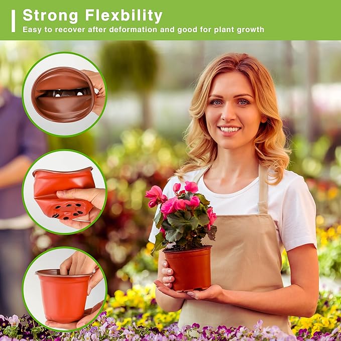 Plant Nursery Pot/Pots 200 Pcs 4" Plastic Small Plants Pots Flower Pots Seed Starting Pots for Plants Indoor Outdoor Seeding pots (with 200 Plant Labels)