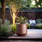 Kante 15.3" Dia Round Concrete Planter, Outdoor Indoor Large Plant Pots Containers with Drainage Hole and Rubber Plug for Home Garden Patio, Rusty