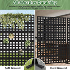 Casaphoria Metal Privacy Screen Outdoor, 72" H x 47" W Freestanding Decorative Privacy Screen for Patio Deck Balcony Garden with Stable Base, Black-Square