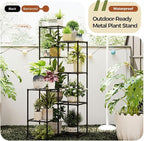 Bamworld Black Plant Stand Indoor Outdoor Corner Plant Shelf 54.7" Tall Plant Table Metal Large Plant Holder for Multiple Plants Patio Balcony Garden Office Home Decor