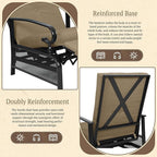 Oakcloud Adjustable Outdoor Lounge Chair Metal Patio Relaxing Recliner Chair with Removable Cushions(Brown)