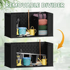 Devoko 160 Gallon Double-Wall Deck Box with Divider, Side Handles, HDPE Outdoor Large Storage Box Waterproof and Lockable for Patio Furniture, Garden, Pool (Black, 160 Gallon)
