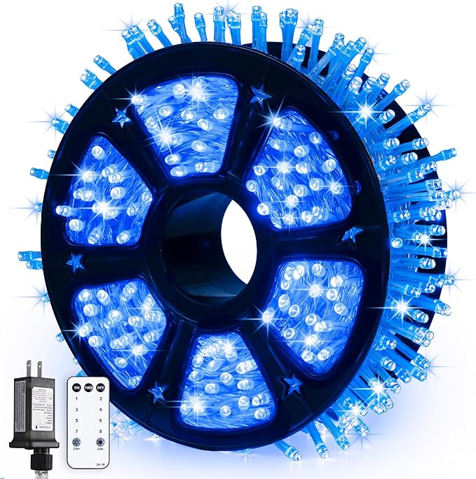String Lights, 600 LED Blue Outdoor Waterproof 168 ft