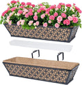 hehimhis 24 Inch 2 Pack Railing Planter Box with Adjustable Bracket,Window Planter Boxes Outdoor for Porch,Balcony Planters Railing Hanging,Fence,Patio Hanging Planters for Garden