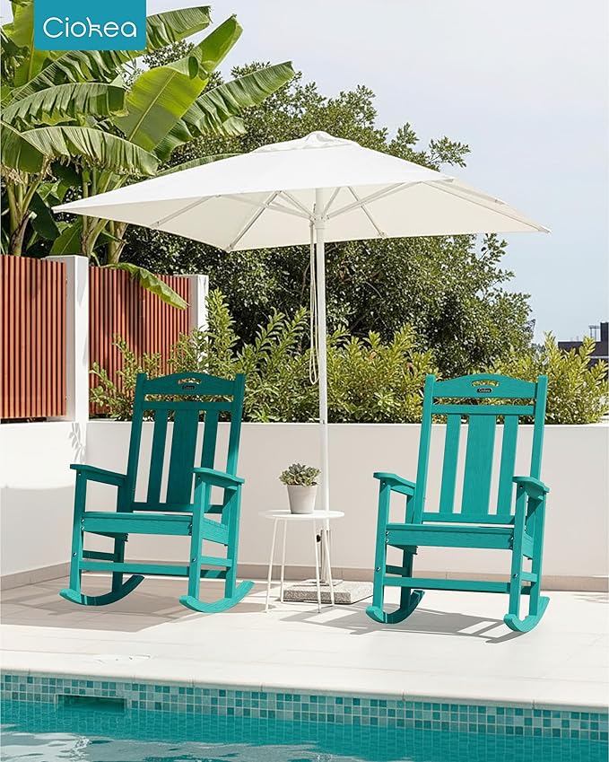 Oversized Outdoor Rocking Chairs Set of 3 – Aruba Blue