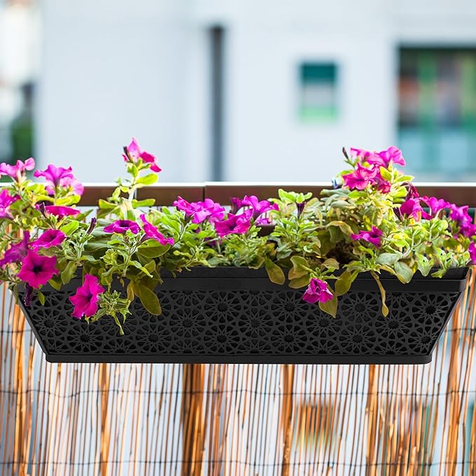Adnee 4 Pcs 30 Inch Fabric Plant Window Box Liners-Rectangular Non-Woven Planter Basket Liner-Black Felt Flower Hanging Basket for Outdoor Garden Wall Hanging Planter Flower Vegetables