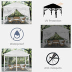 GDY 11x11 Pop Up Canopy Tent, Outdoor Canopy with Netting, Outdoor Gazebo for Backyard, Tent with Hand Bag, White.