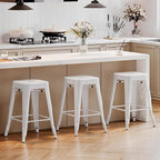 Yaheetech 24 Inch Metal Barstools Set of 4, Counter Height Backless Stools, Industrial Stackable Bar Chairs with Footrest for Kitchen/Dining Room/Bistro/Patio, White
