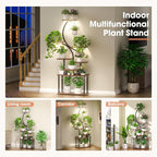 Plant Stand Indoor with Grow Light, 8 Tiered 66" Tall Plant Shelf, Corner Large Plant Stand for Indoor Plants Multiple, Metal S-Shaped Plant Flower Holder, for Living Room, Patio, Balcony