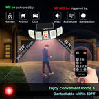 Solar Outdoor Lights, Flood Light Motion Sensor & Dusk to Dawn, Solar Spotlights Outdoor Waterproof, 300 Security LED & Remote Control, 5 Head 270°, Spot lamp for Wall Backyard, 2 Pack