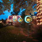 Stars Moon Solar Lights Outdoor - Solar Powered Garden Lights Decorative Crackle Glass Globe Led Waterproof Landscape Lighting for Pathway,Yard,Lawn,Patio