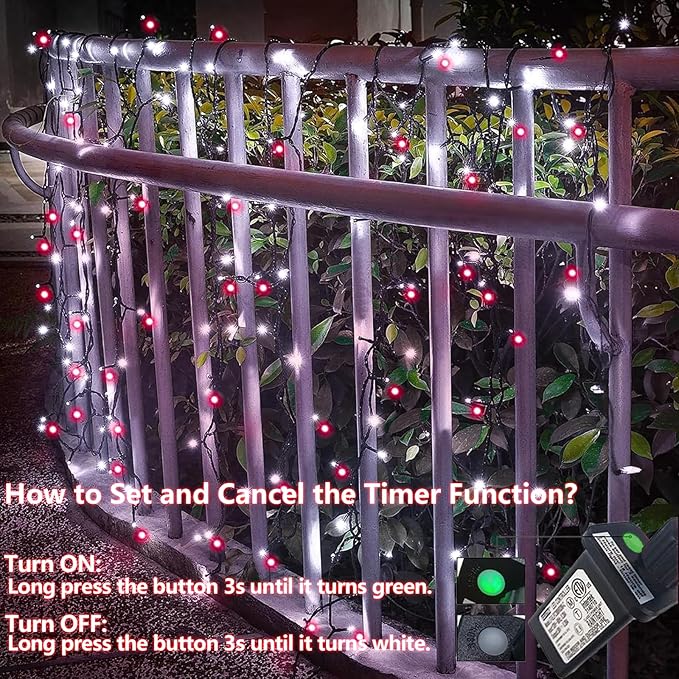 String Lights, 66ft 200 LED Outdoor Waterproof with Timer