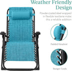 Best Choice Products Oversized Zero Gravity Chair, Folding Outdoor Patio Recliner, XL Anti Gravity Lounger w/Removable Cushion, Cup Holder, Side Tray, 350lb Capacity - Light Blue