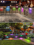 5W RGB Retaining Wall Lights 7 inch LED Hardscape Lighting Color Changing Low Voltage Landscape Paver Lights 12V Step Lights Outdoor Waterproof Stair Deck Lighting (12 Pack+Connectors)