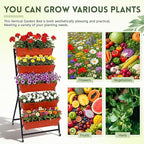 2 Pack 5-tier Vertical Garden Planter 4.5 ft Tall Raised Garden Bed with Lockable Wheels & Drainage, Removable Elevated Herb Vegetable Flower Planter for Patio Deck Indoor Outdoor(Brick Red)