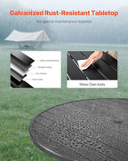 VEVOR Outdoor Patio Dining Table, 47 inch Round Metal Steel Slat Backyard Bistro Tables, with 1.5 in Umbrella Hole, Outside All-Weather Large Furniture for Lawn Garden Porch, Black