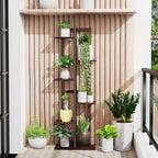 DolceLuna Plant Stand Indoor 6 Tier, Bamboo Plant Shelf Corner Display Rack, 46 Inch Tall Multiple Planter Pot Holder, Space-Saving Flower Stand for Living Room Balcony Garden Patio