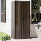 AECOJOY Outdoor Storage Cabinet Waterproof with Adjustable Shelves, Vertical Tall Garden Outdoor Cabinet, Sheds & Outdoor Storage Clearance Cabinet Weatherproof for Outside in Brown