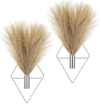 2 Pieces Boho Wall Decor Hanging Planters with Artificial Plants Metal Hanging Vase Indoor Plants Holder Modern Wall Art for Bathroom Bedroom Living Room Decor, Silver, Pampas Grass