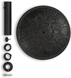 Backyard Expressions 20 lb Round Patio Umbrella Base – Heavy Duty Resin-Coated Calcium Carbonate Stand with Adjustable Pole Adapters Fits 1.5"–2" Poles, Weather-Resistant, Black Finish