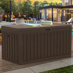 YITAHOME 90 Gallon Large Deck Box with Side Handles, Outdoor Double-Wall Storage for Patio Furniture Cushions, Garden Pool Accessories, Waterproof & Lockable