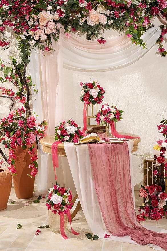 Artificial Flowers Wedding Arch Kit, Blush and Cream, 4-Piece Set