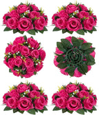 Artificial Flowers: Hot Pink Silk Rose Balls for Centerpieces, 3-in-1