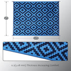 SAND MINE Reversible Mats, Plastic Straw Rug, Modern Area Rug, Large Floor Mat and Rug for Outdoors, RV, Patio, Backyard, Deck, Picnic, Beach, Trailer, Camping, Blue, 9' x 12'
