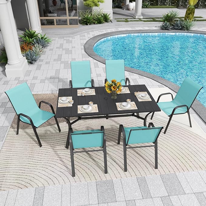 Patio Chairs Set of 4, Stackable Outdoor Dining