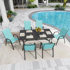 Patio Chairs Set of 6, Stackable Outdoor Dining Chairs for All Weather Textilene Fabric & Metal Frame, Outdoor Chairs Set for Backyard Deck Garden