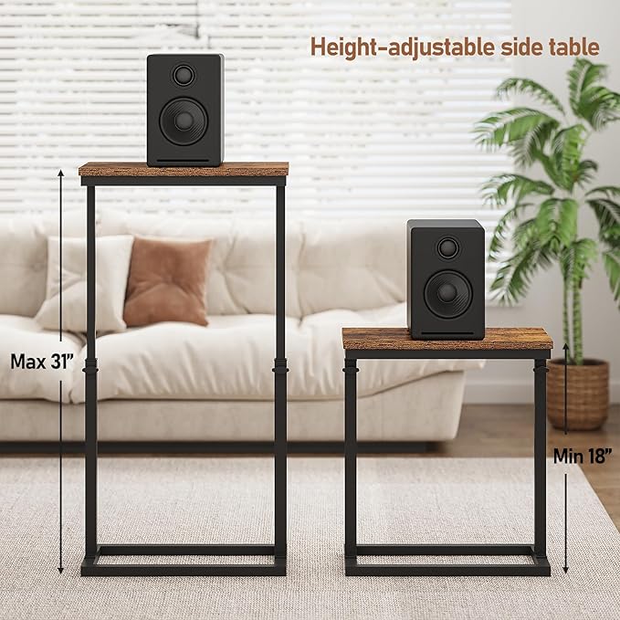 TUTOTAK End Table, Side Table, Tall Couch Table, Sofa Table, Living Room, Bed Room, Brown TB01BB083