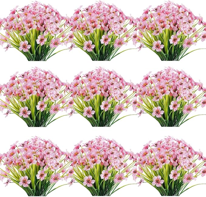 Artificial Plants Greenery for Outdoor Use, 30 Pink UV Resistant Bundles