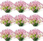 Artificial Plants Greenery for Outdoor Use, 30 Pink UV Resistant Bundles
